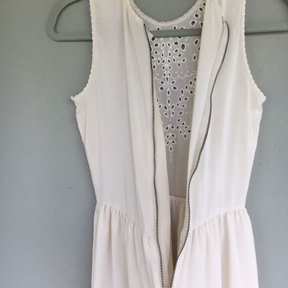 Ulla Johnson Silk Dress Women 2 Beige Eyelet Lace Midi Romantic Feminine Fairy - Picture 15 of 15